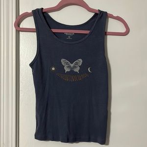 Hollister Blue tank top “Connection is Key”